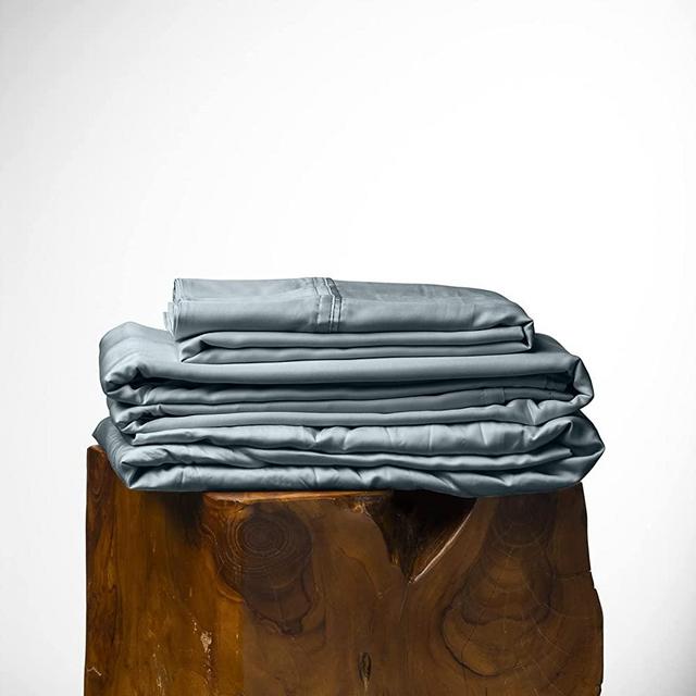 Olive + Crate Eucalyptus Cooling Pillowcase and Sheet Sets Queen Size | 100% Certified Tencel Fiber from Austria | Better Than Silk Linen Bamboo and Cotton | Deep Pocket Bedding | Basalt Blue