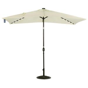 Sundale Outdoor Rectangular Solar Powered 22 LED Lighted Patio Umbrella Table Market Umbrella with Crank and Push Button Tilt for Garden, Deck, Backyard, 6 Alu. Ribs, 10 by 6.5-Feet (Light Yellow)