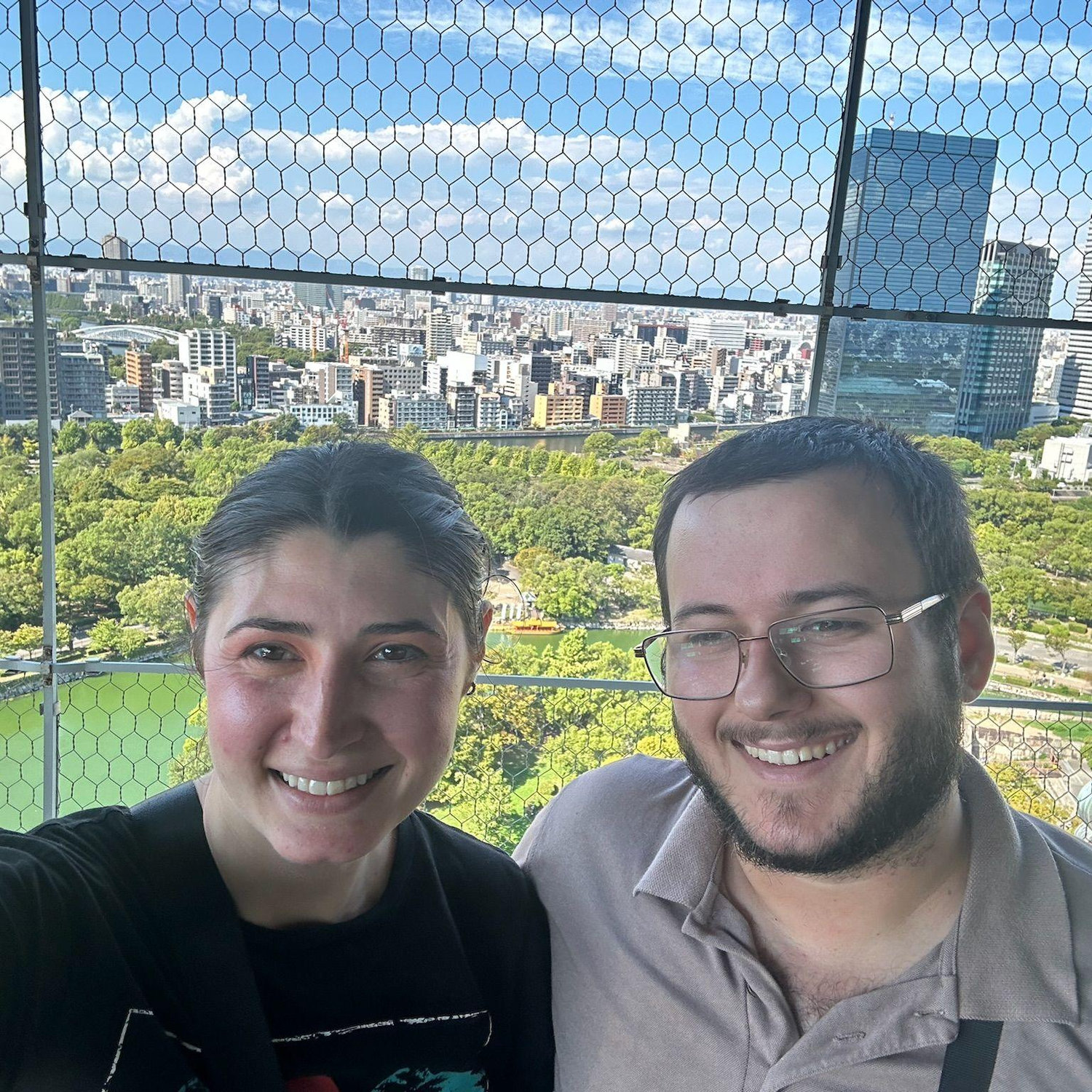 Osaka from the top of the castle (dripping with sweat, ran out of water)