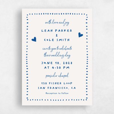 Blue Bordered Wedding Invitation - Ceres Classic