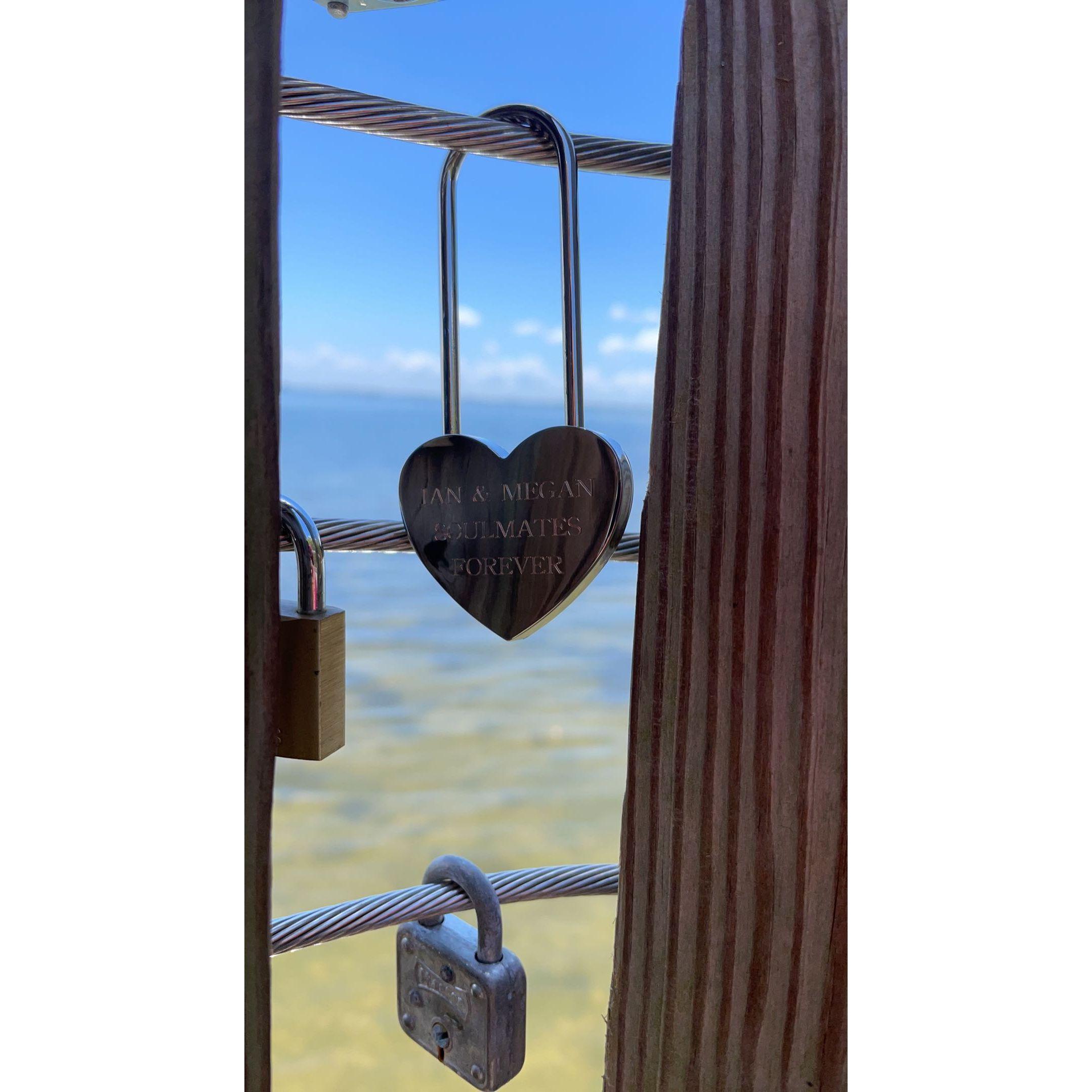 Our love lock, placed in Safety Harbor right near the water