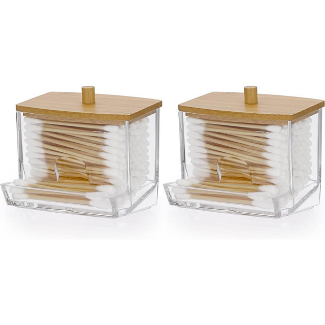 Maison Acrylic Qtip Dispenser with Opening 2 Pack