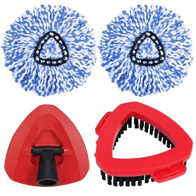 YZJAJZY Mop Heads Replacements for O-Cedar RinseClean 2 Tank Spin Mop System, Mop Replace Head with 2 Microfiber Mop Head Refills, 1 Scrub Brush and 1 Mop Base Set Combo