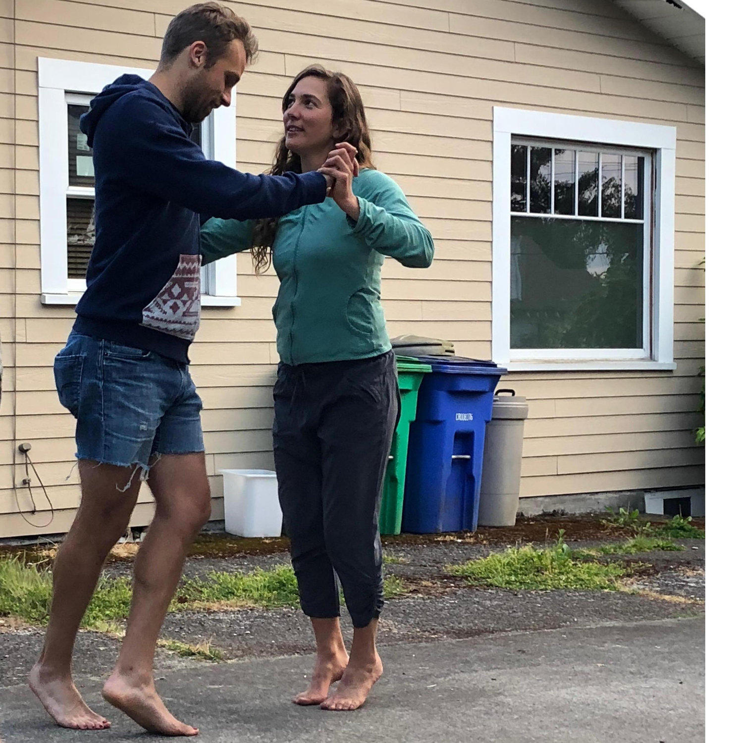 Two step'n. Paula teaching me how to dance at our friend Jesse's Graduation party. (2018)