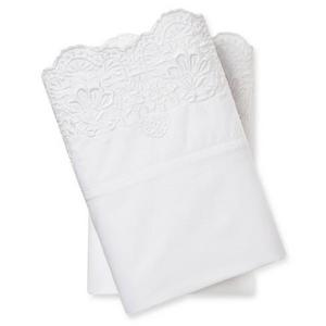Embroidered Hem Solid Pillowcase Set - Simply Shabby Chic™