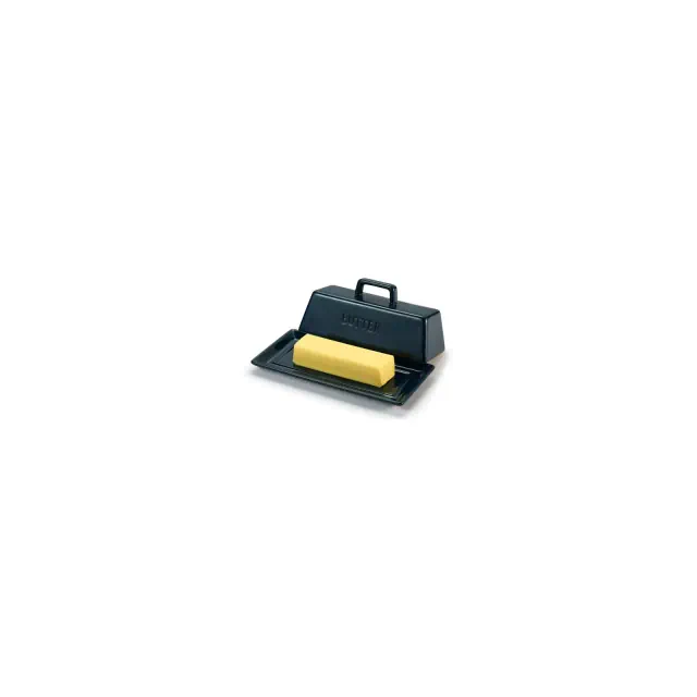 Kook Ceramic Butter Dish with Handle Cover Design, 7.5 Inch Wide, Navy