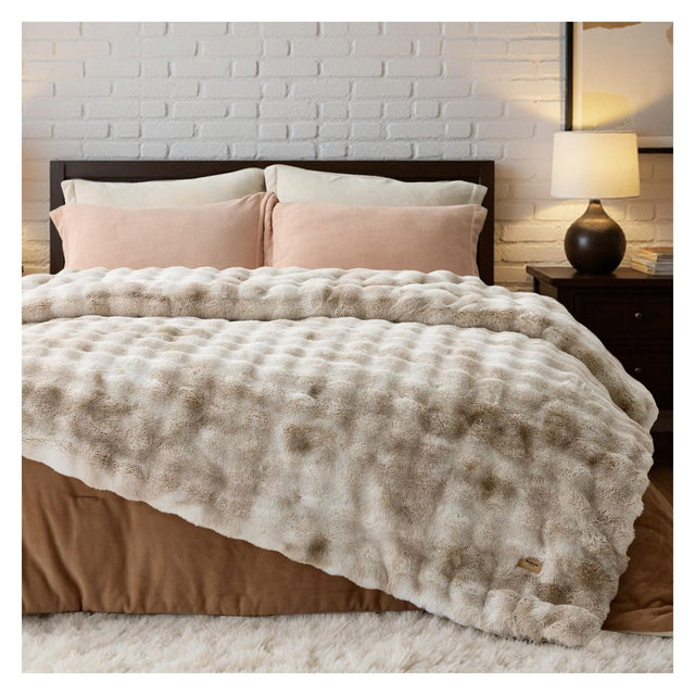 Bedsure GentleSoft Fluffy Fuzzy Queen Blanket - Soft Cozy Fleece Faux Fur, Decor Minky Velvet Couch Cover, Unisex Birthday Gift, 480GSM, Oat Milk