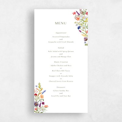 White Greenery Wedding Menu - Spasso
