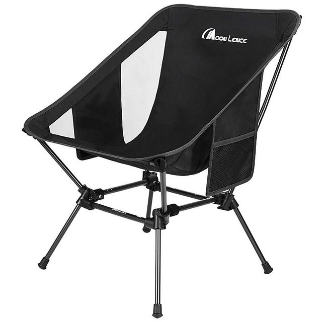 MOON LENCE Portable Chair Outdoor Camping Chair Compact Backpacking Folding Chairs with Side Pockets Packable Lightweight Heavy Duty for Hiking&Beach, Black, High
