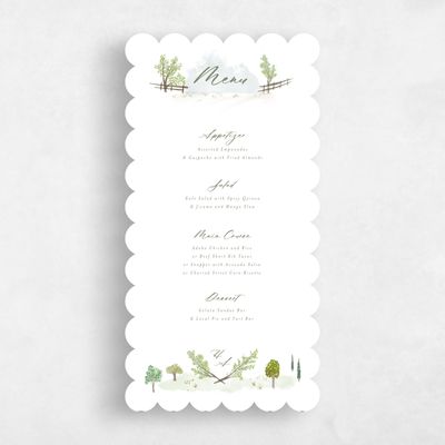 White Scalloped Wedding Menu - Sable
