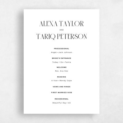White Wedding Program - Roberts