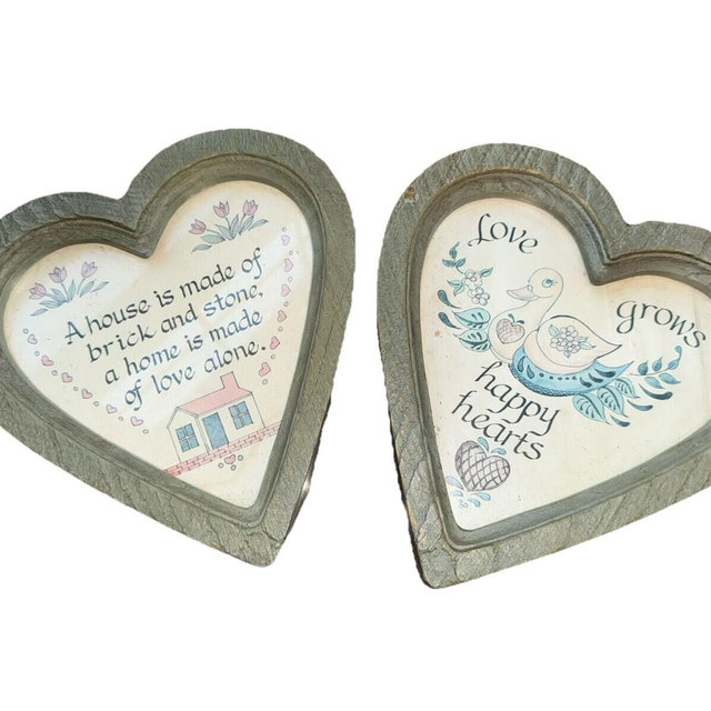 Vintage Homco Heart Shaped Wall Decor Love Grows Geese grandmacore Country