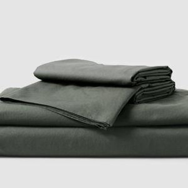 Castor Green - Queen - Home Organic Cool-air Percale Sheet Set made with Organic Cotton | Pact