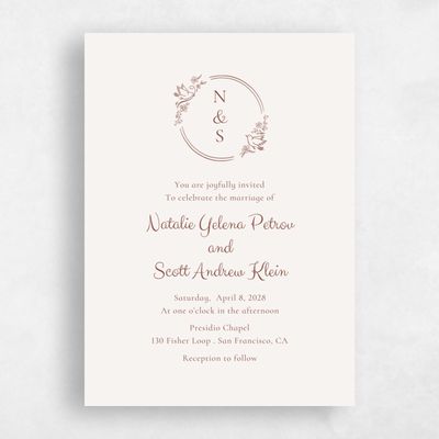 Light Oatmeal, Brown Wedding Invitation - Harper Classic