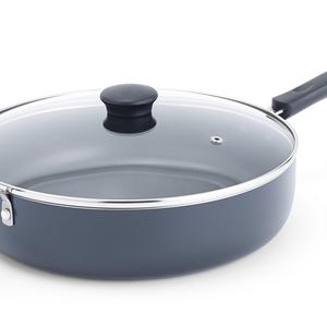 T-fal B36090 Specialty Nonstick Dishwasher Safe Oven Safe Jumbo Cooker Saute Pan with Glass Lid Cookware, 5-Quart, Black