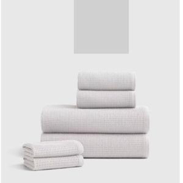 Waffle Bath Towel Bundle - Color: Silver