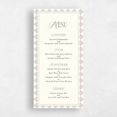Purple Wedding Menu - Luca