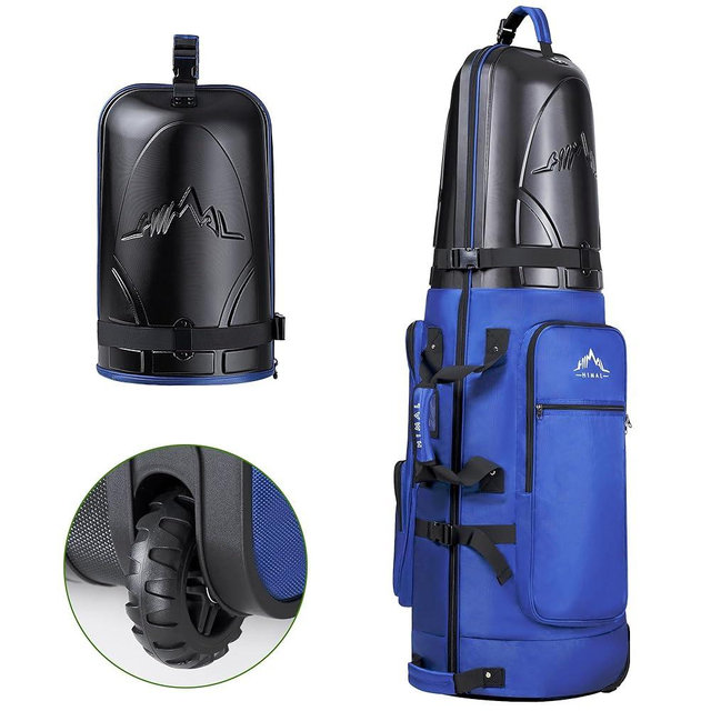 UNIHIMAL Golf Travel Bag with Hard Case Top, 1680D Heavy Duty Oxford Golf Club Travel Bags for Airlines with Wheels Easy to Maneuver