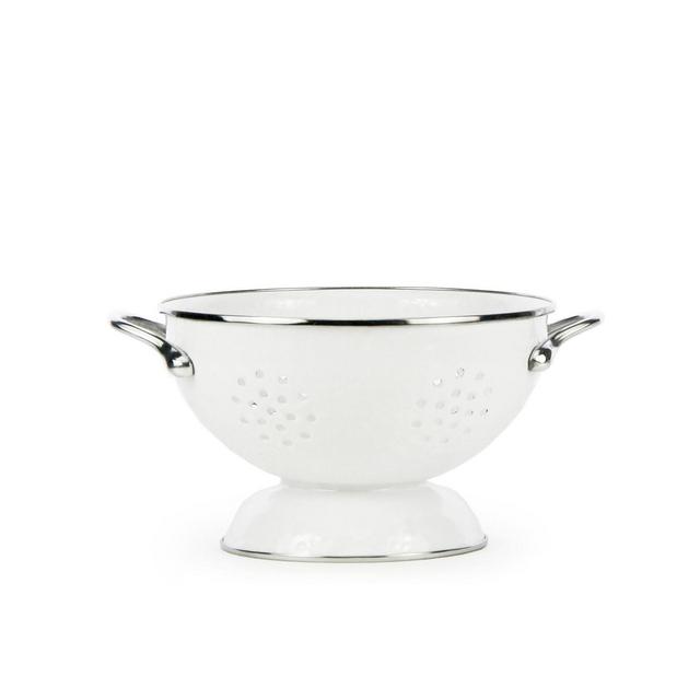 Golden Rabbit Solid White Enamelware Collection 1 Quart Colander