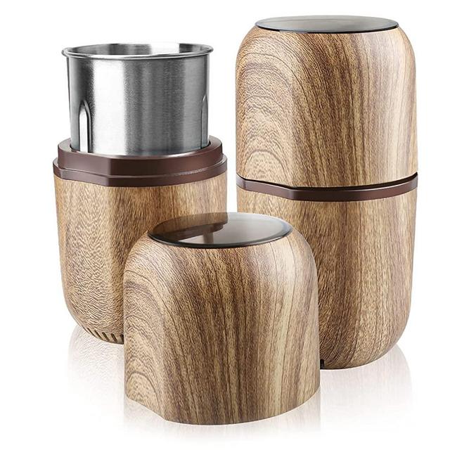 COOL KNIGHT Herb Grinder [large capacity/fast /Electric ]-Spice Herb Grinder with Pollen Catcher/- 7.5" (Wood grain)