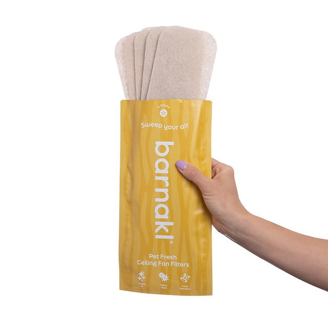 Barnakl Pet Fresh Ceiling Fan Filters | Made with Zeolite to Trap Pet Odors, Dander & Dust | Unscented Fan Blade Filter, Fits All Ceiling Fans (5-Pack)