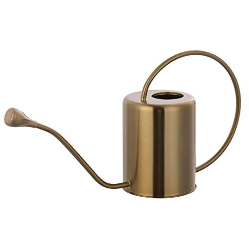 Yowon 1/2 Gallon 68oz Long Spout Stainless Steel Gold Colored Watering Can for Indoor Plant Watering or Outdoor Gardening with Removable Spray Spout (Set of 2) for Flowers