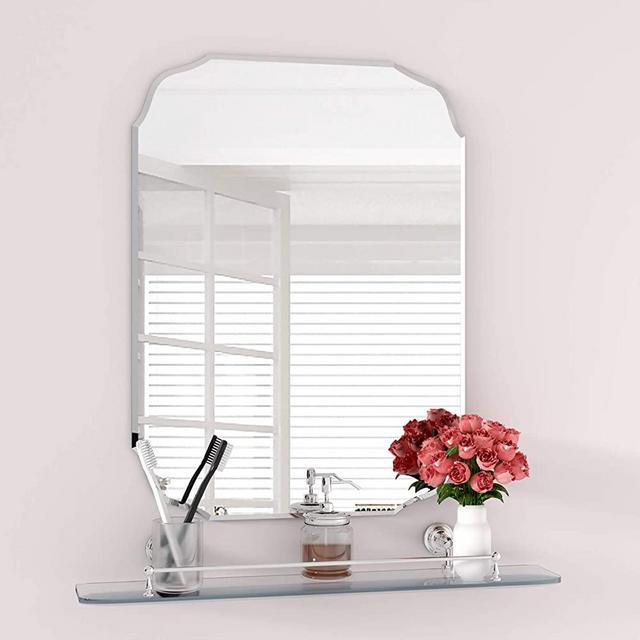 KOHROS Rectangle Beveled Polished Frameless Wall Mirror for Bathroom, Vanity, Bedroom, Slive Mirror (W 18" x H 24" Rectangle)
