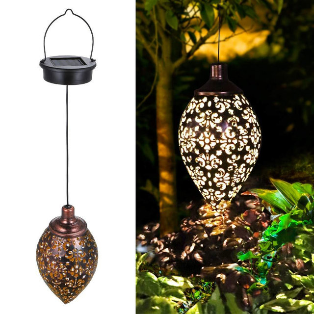 Tomshine Hanging Solar Lights (2 Pack) Solar Lantern LED Garden Lights Metal Lamp Waterproof for Outdoor Hanging Decor (2 Pack)