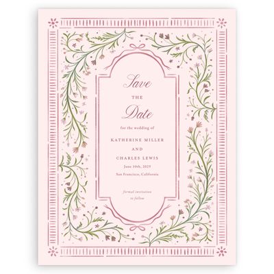Lightest Blush, Pink Wedding Digital Save the Date - Querida Portrait