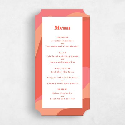 Pink Ticket Wedding Menu - Laula