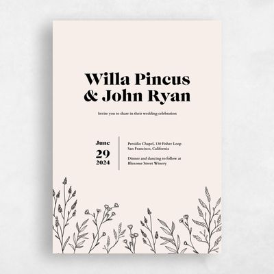 Linen, Beige Wedding Invitation - Sylvan Portrait