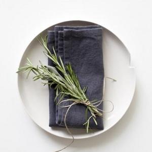 Set of 2 Dark Grey Washed Linen Napkins