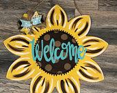Sunflower Door Hanger, Sunflower, Welcome...