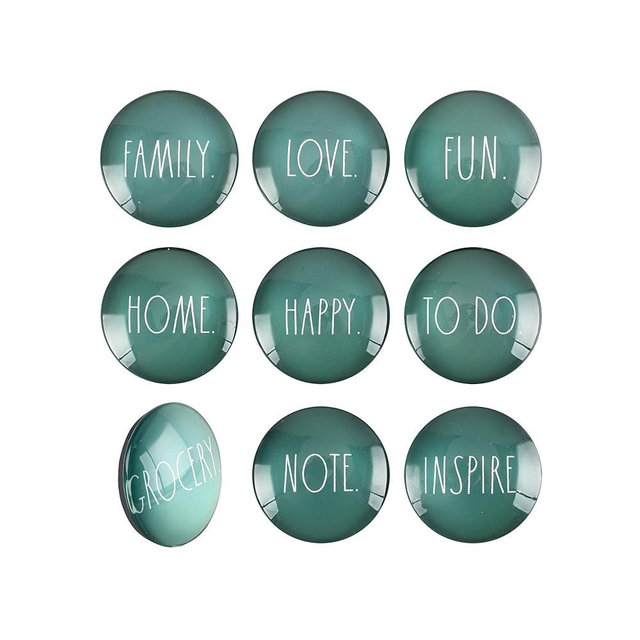 Rae Dunn Decorative Fridge Magnets Cute Glass Magnets for Refrigerator, Office, Kitchen, Locker & Home Inspirational Pack of 9, Sage