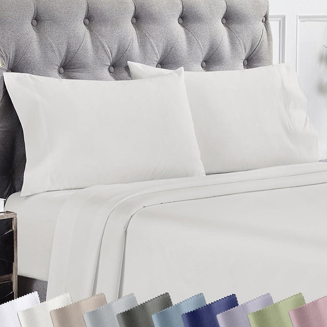 California Design Den Pillow Covers Queen Size Set of 2-1000 Thread Count Sateen, Soft & Thick 100% Cotton Pillowcases Standard/Queen, Breathable Bedding - True Ivory