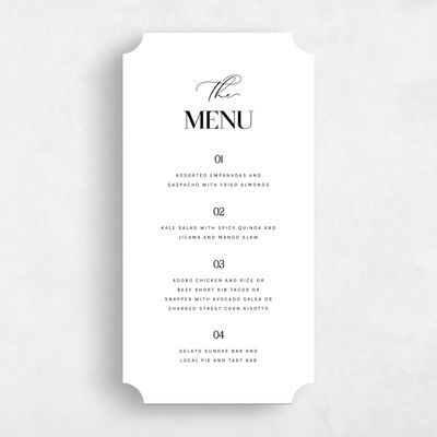 White Ticket Wedding Menu - Margret
