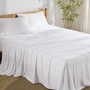 Bedsure King Size Sheet Set, Cooling Sheets King, Rayon Derived from Bamboo, Deep Pocket Up to 16", Breathable & Soft Bed Sheets, Hotel Luxury Silky Bedding Sheets & Pillowcases, White