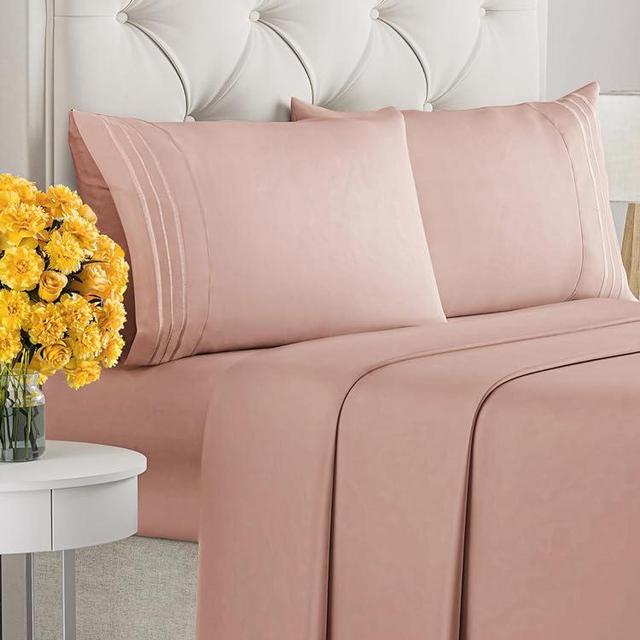 Cal King Size 4 Piece Sheet Set - Comfy Breathable & Cooling Sheets - Hotel Luxury Bed Sheets for Women & Men - Deep Pockets, Easy-Fit, Extra Soft & Wrinkle Free Sheets - Mauve Oeko-Tex Bed Sheet Set