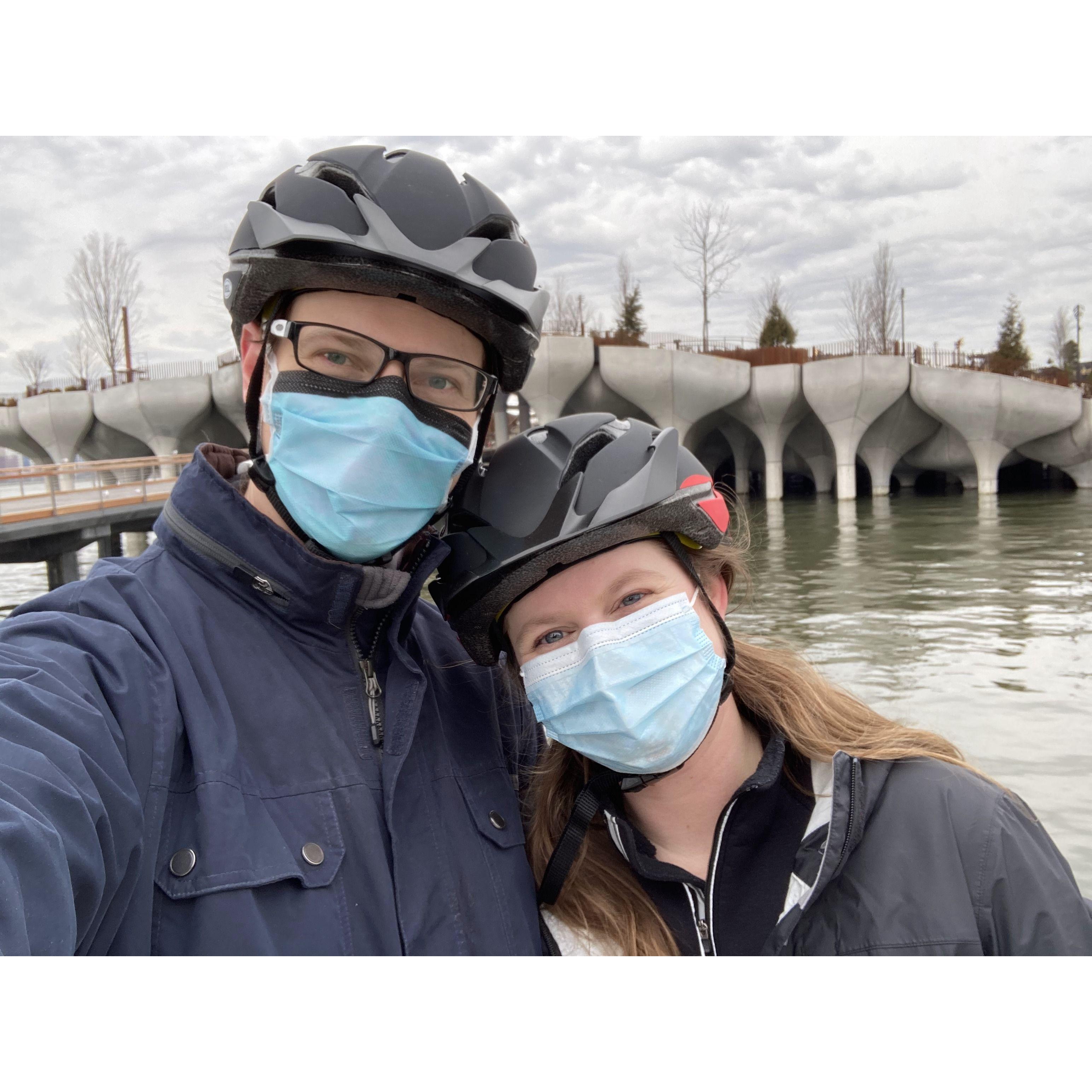 Riding bikes in NYC.