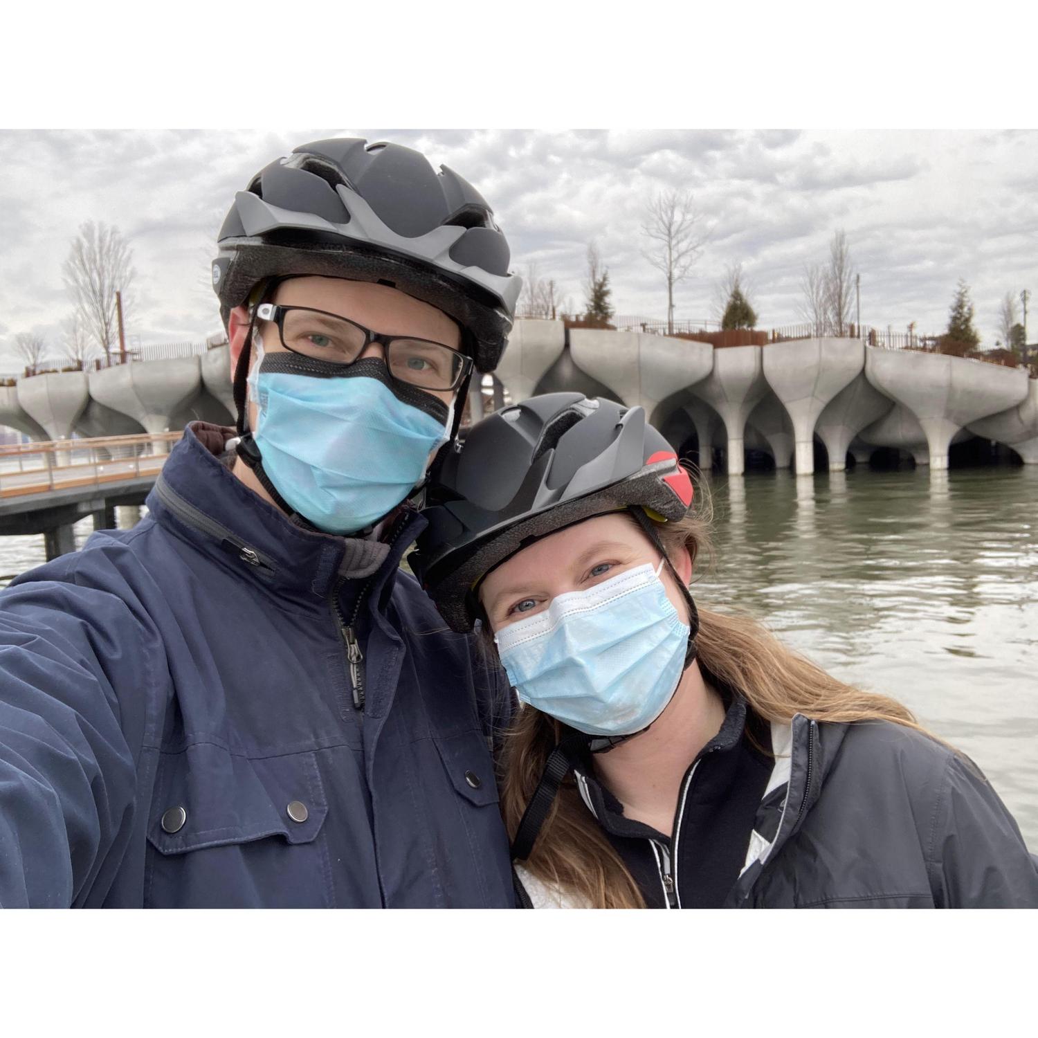 Riding bikes in NYC.