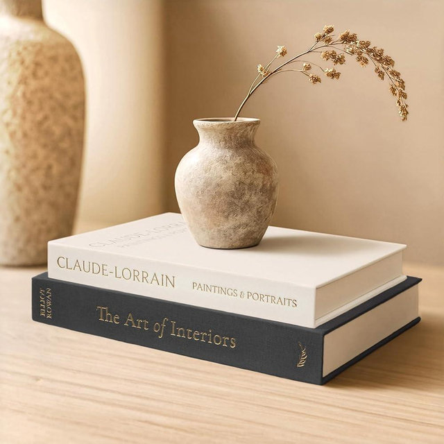 Vine Creations Decorative Books - Set of 2 Linen Hardcover Boxes with Storage - Aesthetic Fake Books for Decoration for Home, Shelf, Bookshelf Decor, Coffee Table Decor, as Storage or Keepsake Box