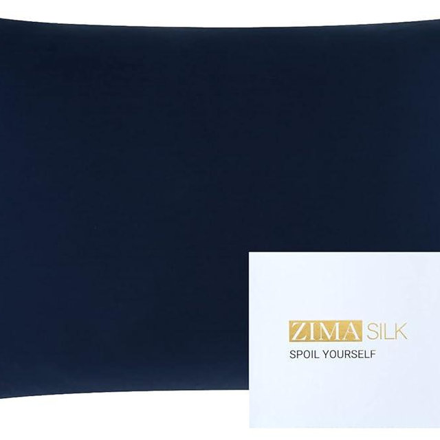 ZIMASILK 25 Momme 100% Pure Mulberry Silk Pillowcase for Hair and Skin Care, Highest Grade 6A Pillow Cases for Women, Long-Lasting Durablity, Gift for Women Men, 1Pc (Standard 20"x26", Navy Blue)