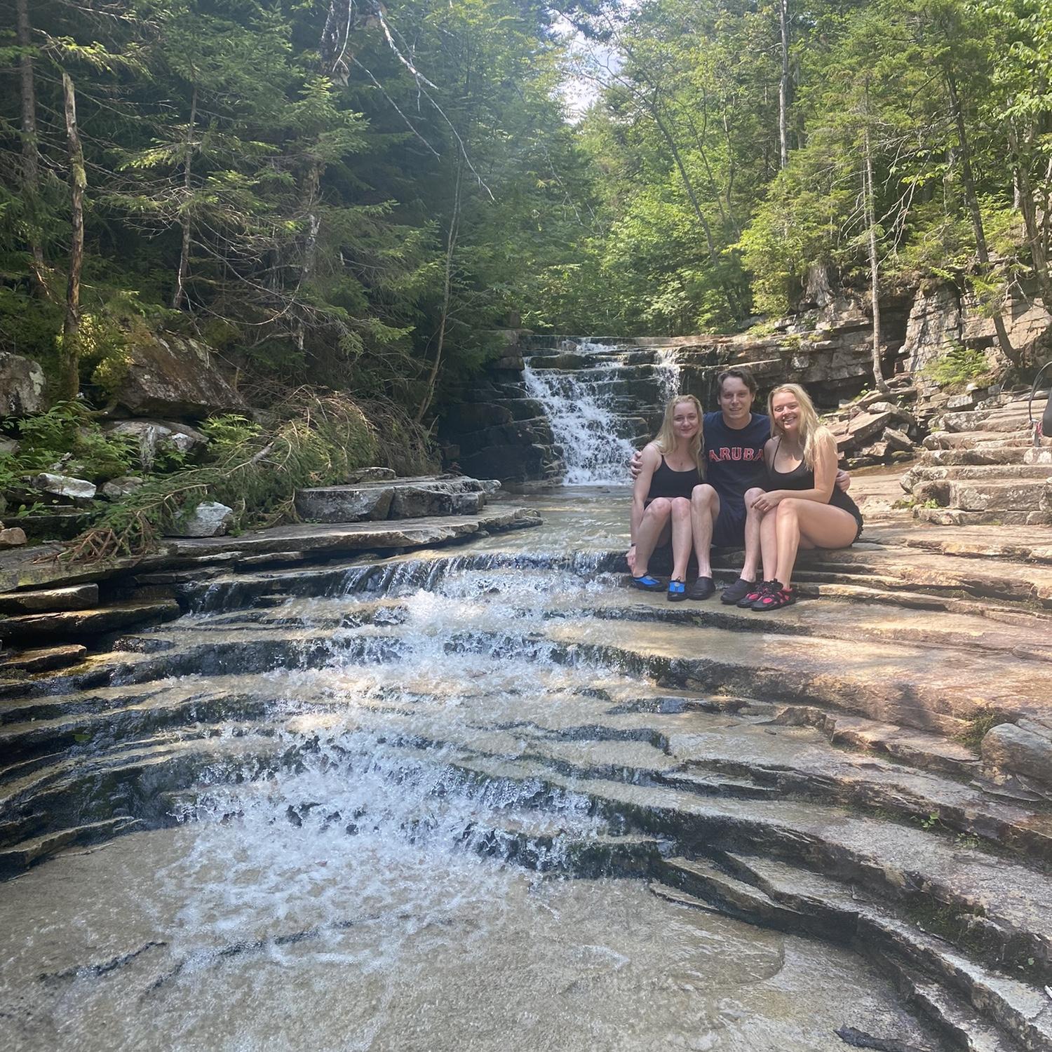Arethusa Falls, NH hiking up off trail on the waterbed