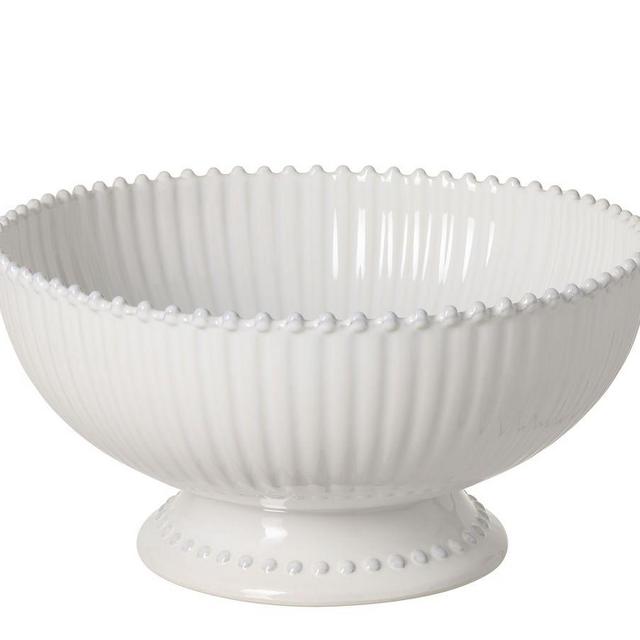 Costa Nova Pearl Stoneware Footed Fruit Bowl, 13" - White