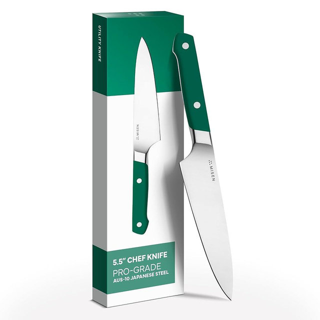Misen 5.5" Utility Knife – High Carbon Japanese AUS-10 Stainless Steel – Hybrid German & Japanese Blade – Precision Kitchen Knife for Professionals & Home Cooks – Ultimate Cutting Performance - Green