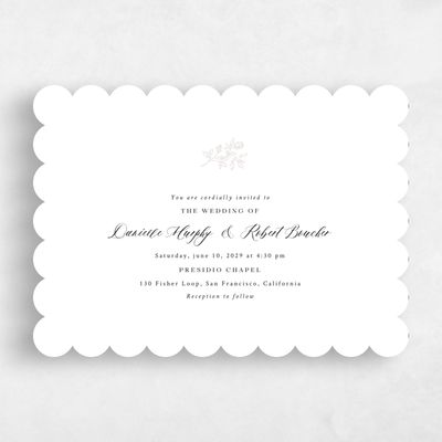 White Scalloped Wedding Invitation - Lisette Landscape