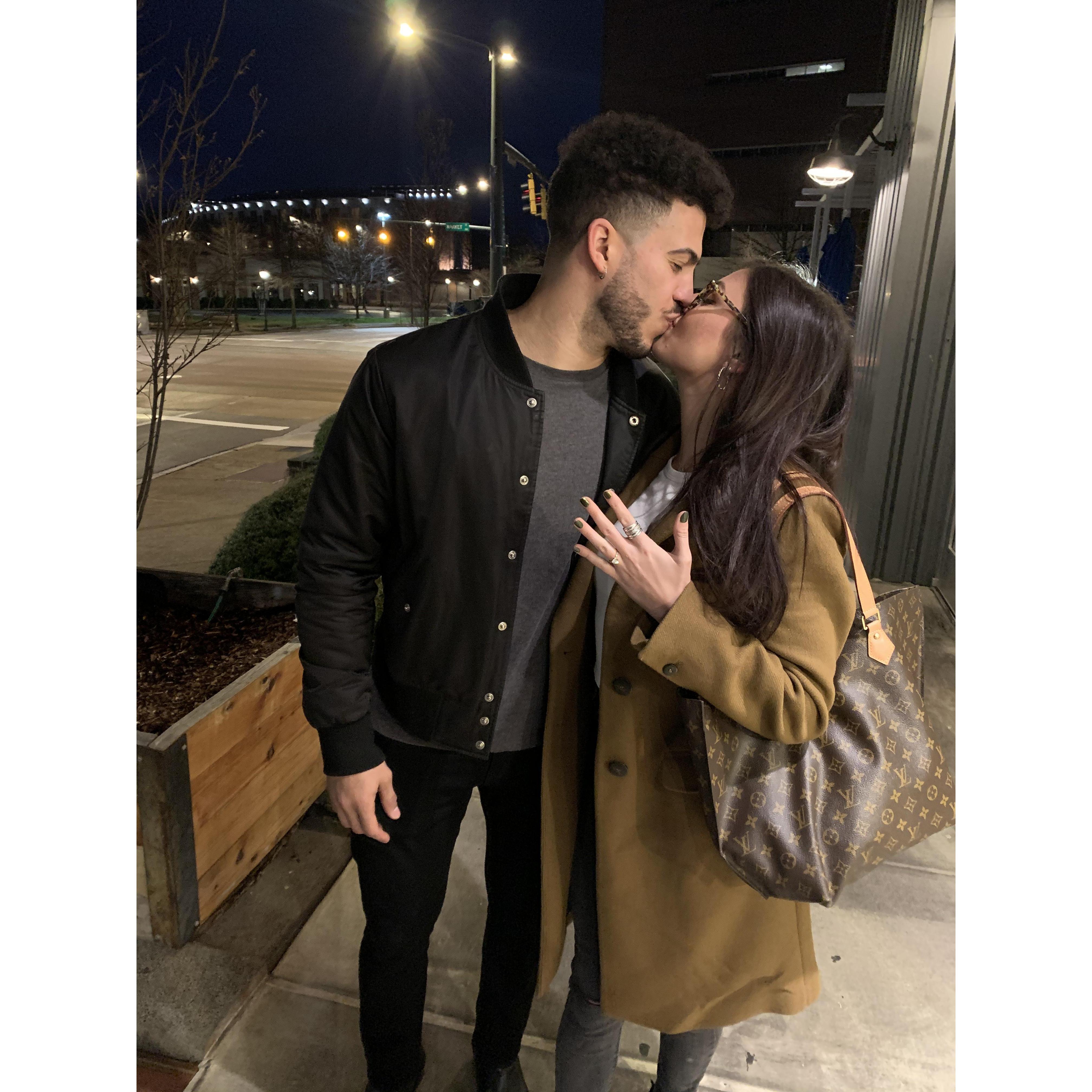 When he popped the question where we had our first date!