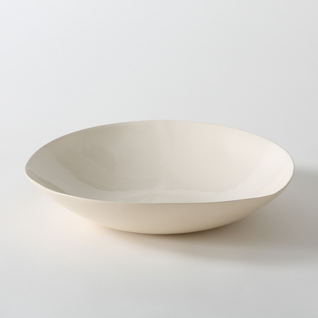 White Large Round Serving Bowl
