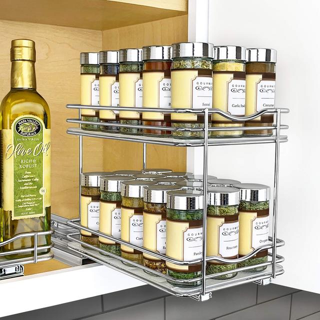 Lynk Professional 430622DS Slide Out Double Spice Rack Kitchen Upper Cabinet Organizer, 6, Chrome