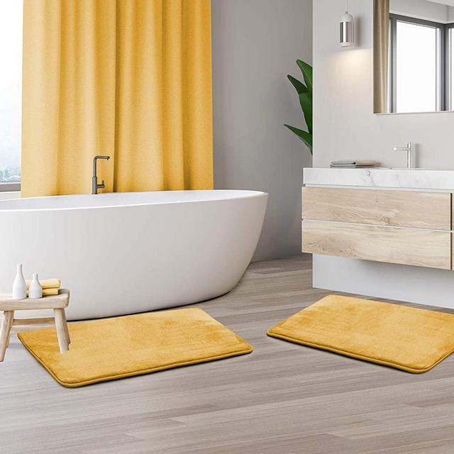Clara Clark Bath Mat Set – Memory Foam Bath Mat - Soft Bathroom Rug - Non Slip and Super Absorbent - Fast Drying Machine Washable Bath Mat Set of 2 17 x 24, Camel